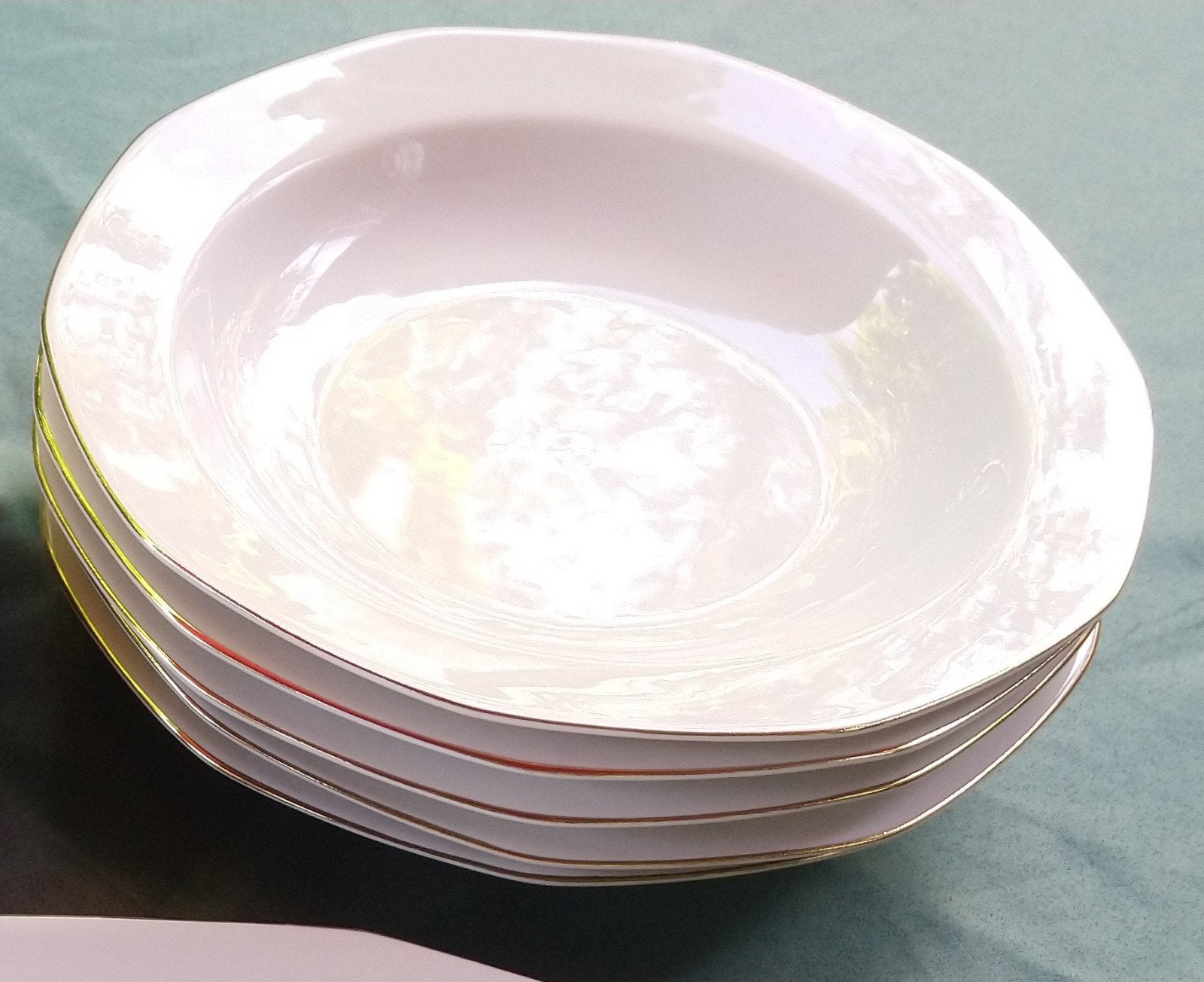 10 Retsch porselein borden wit met goud rand 22 - 24 cm Ø, Ophalen of Verzenden
