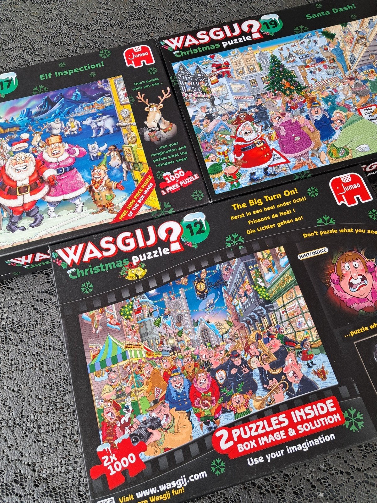 3 Wasgij christmas kerst  puzzels, Hobby en Vrije tijd, Ophalen of Verzenden, 500 t/m 1500 stukjes, Zo goed als nieuw, Legpuzzel