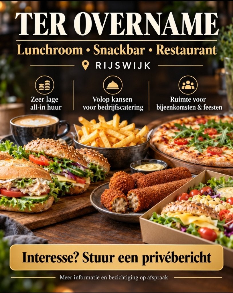 ‼️Ter overname‼️: lunchroom snackbar restaurant in Rijswijk!