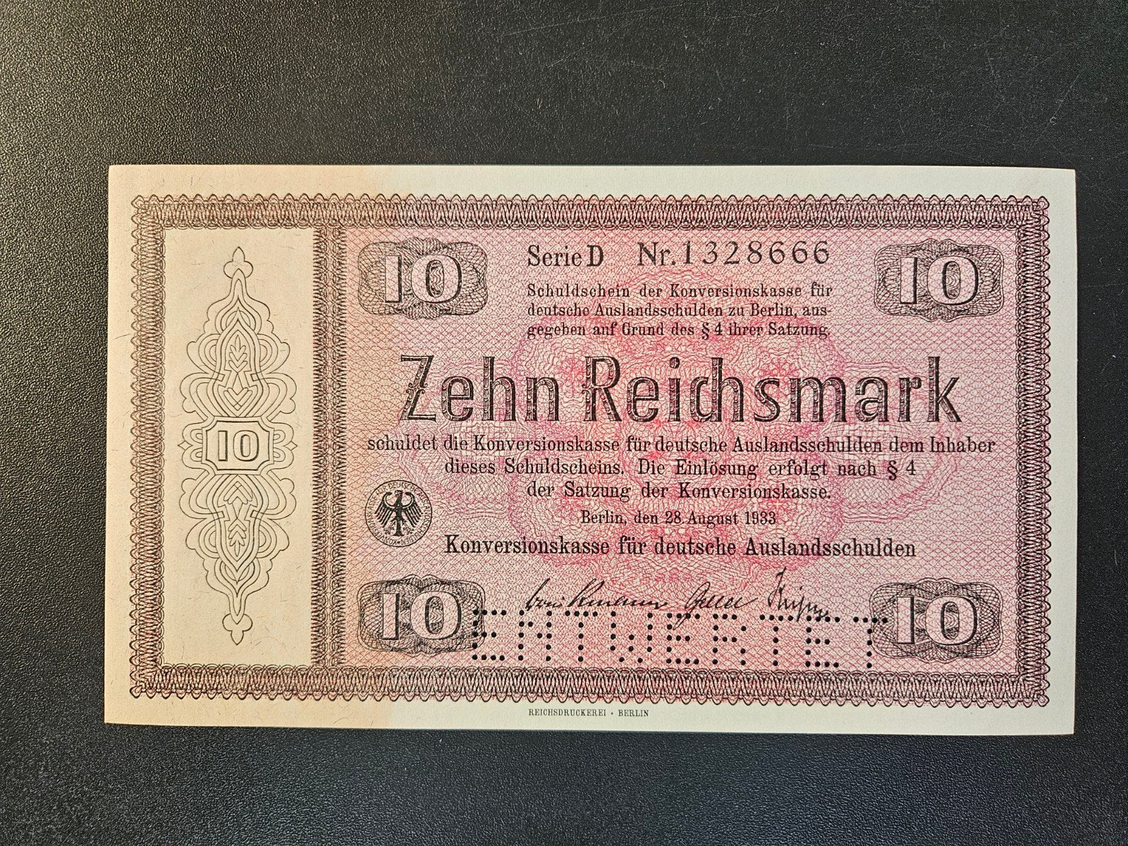 Duitsland pick 200 1933 UNC ENTWERTET geperforeerd, Verzenden, Duitsland, Los biljet