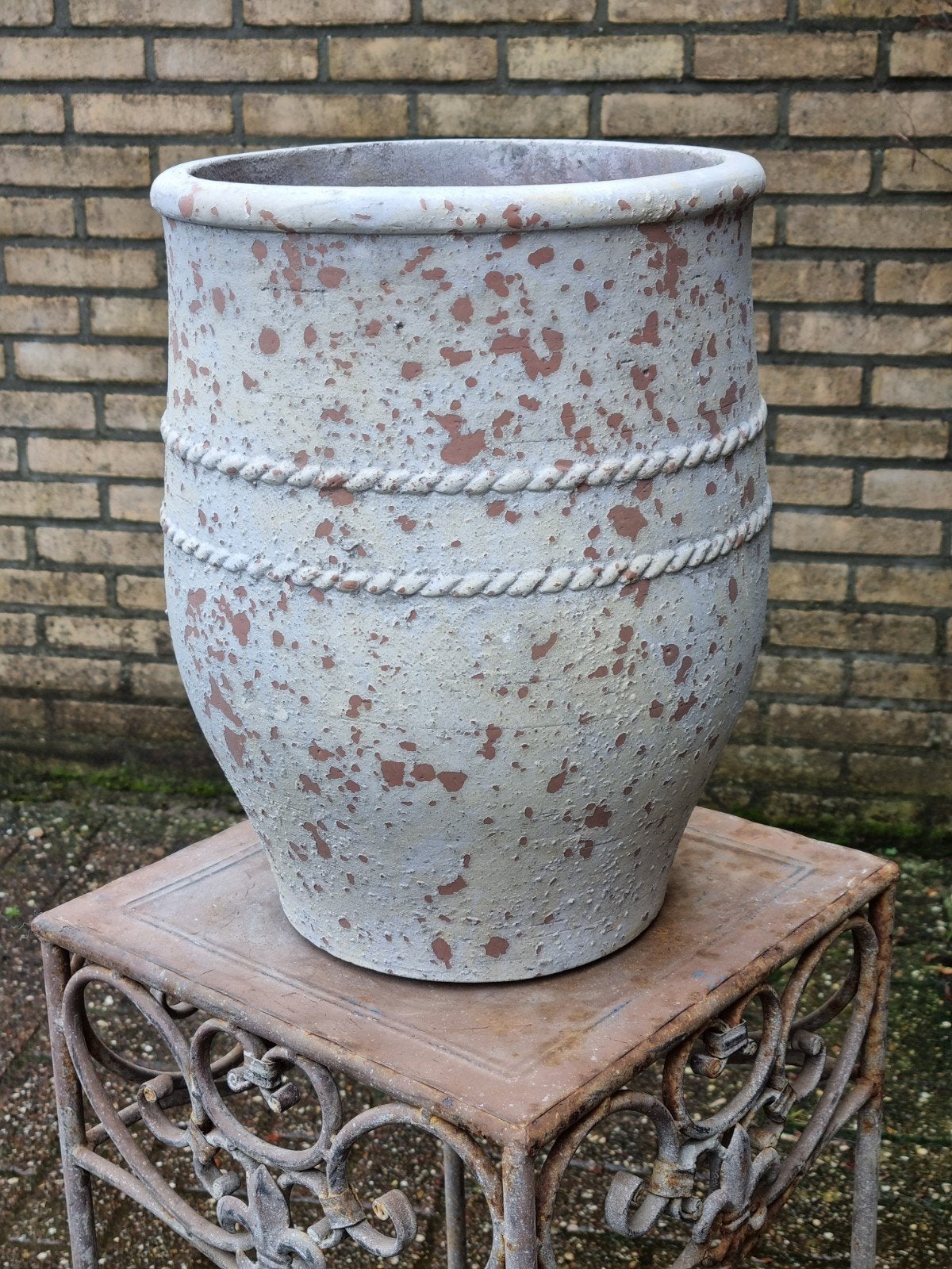 Hoge plantenbak/bloempot  vorstbestendig, Tuin en Terras, Ophalen, Steen, Minder dan 30 cm, Rond