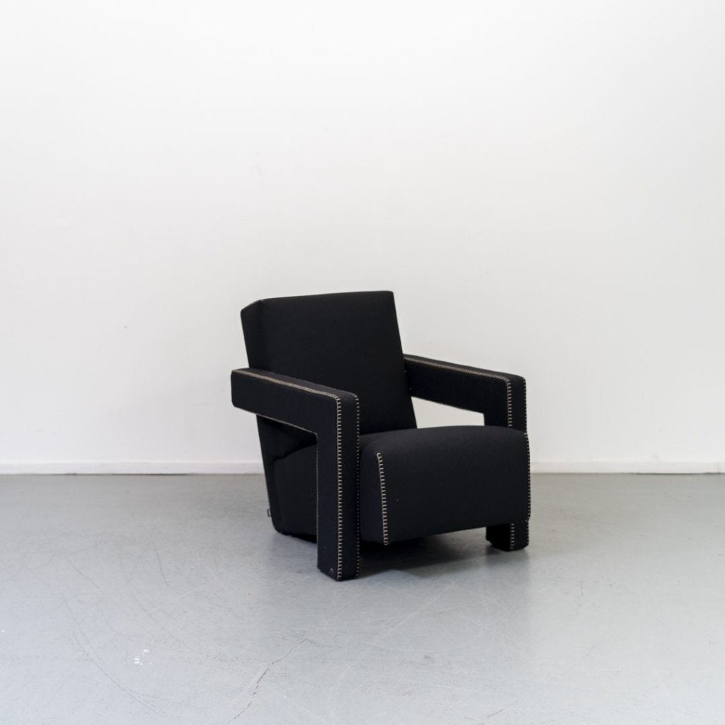 Cassina 637 Fauteuil Zwart Stof, Niet ingevuld, Nieuw, Niet ingevuld, Niet ingevuld