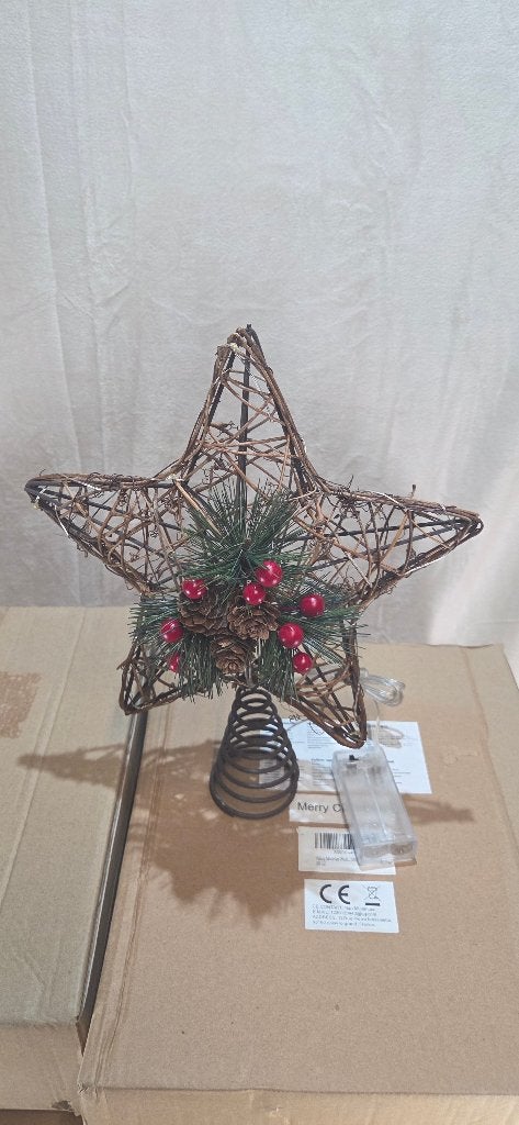 6 stuks Kerstster met led verlichting (2x AA bat) ca .30cm, Diversen, Ophalen of Verzenden, Nieuw