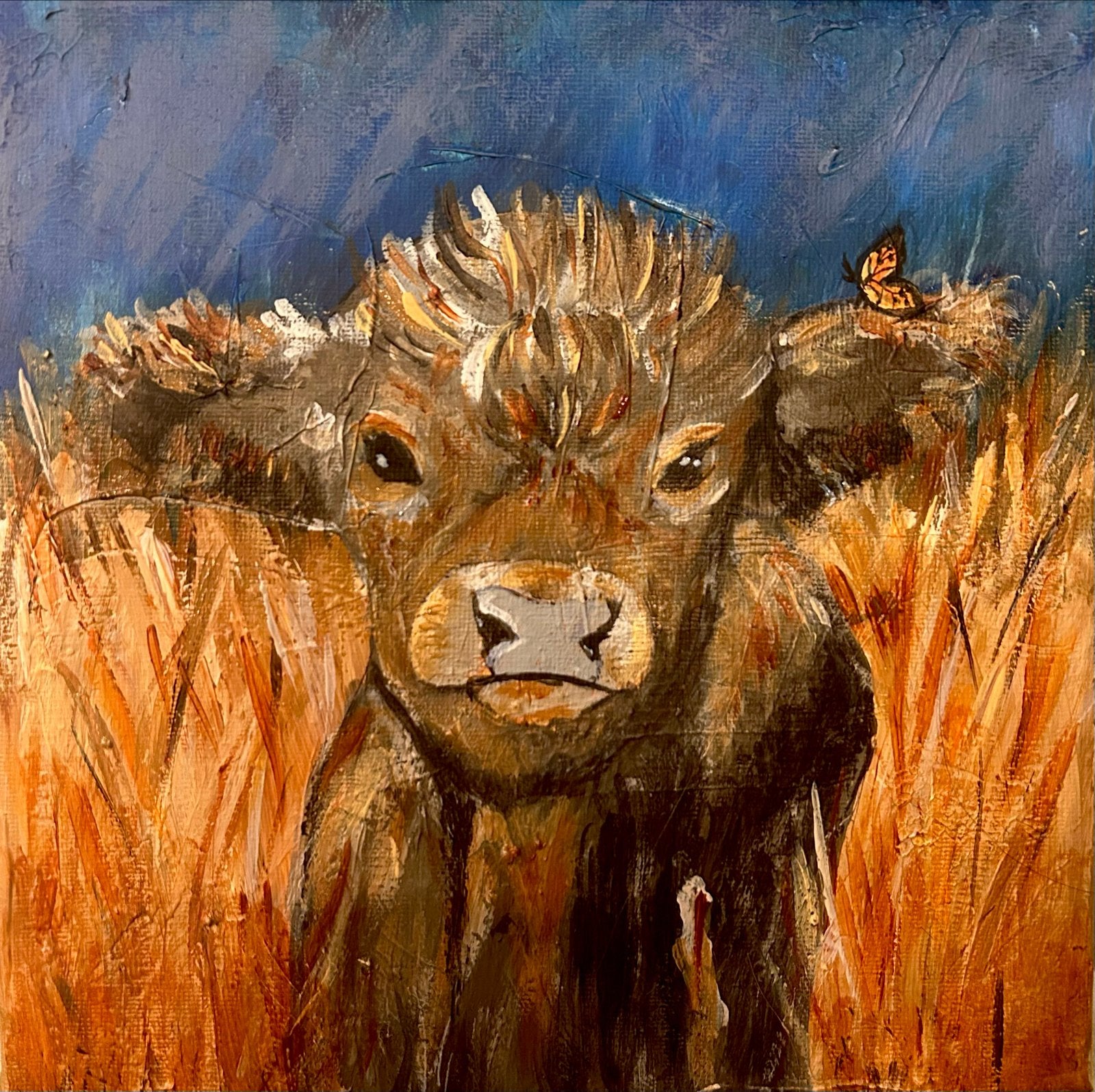 Schilderij van een buffel door Nederlandse kunstenaar, Doek, Realistisch, Dieren, Ophalen of Verzenden
