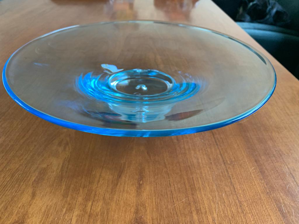 Krosno Bonny schaal voor ING - Azuurblauw kristalglas, 32 cm, Ophalen of Verzenden