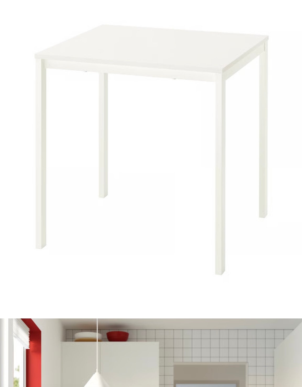 Ikea small dining table in white, Ophalen, Zo goed als nieuw, Rechthoekig, 50 tot 100 cm
