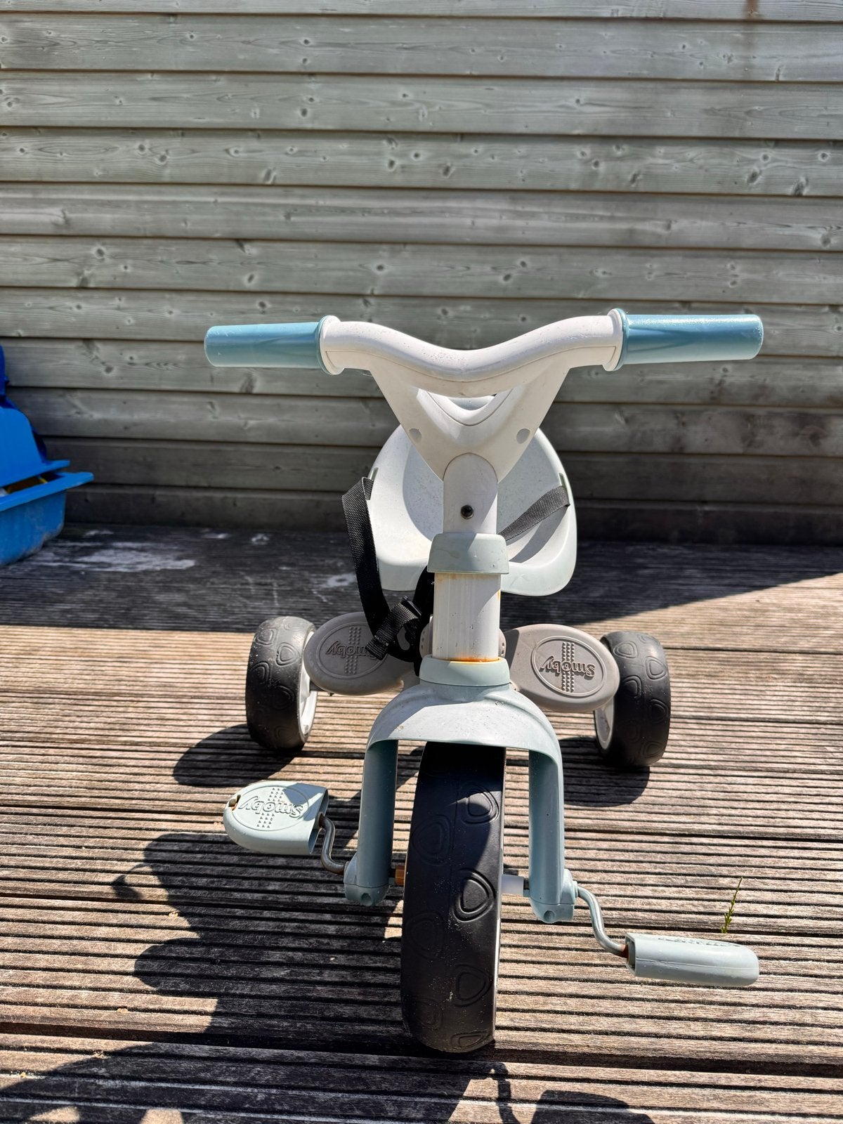 Smoby driewieler met duwstang en verstelbare zitting, Ophalen, Gebruikt, Duwstang