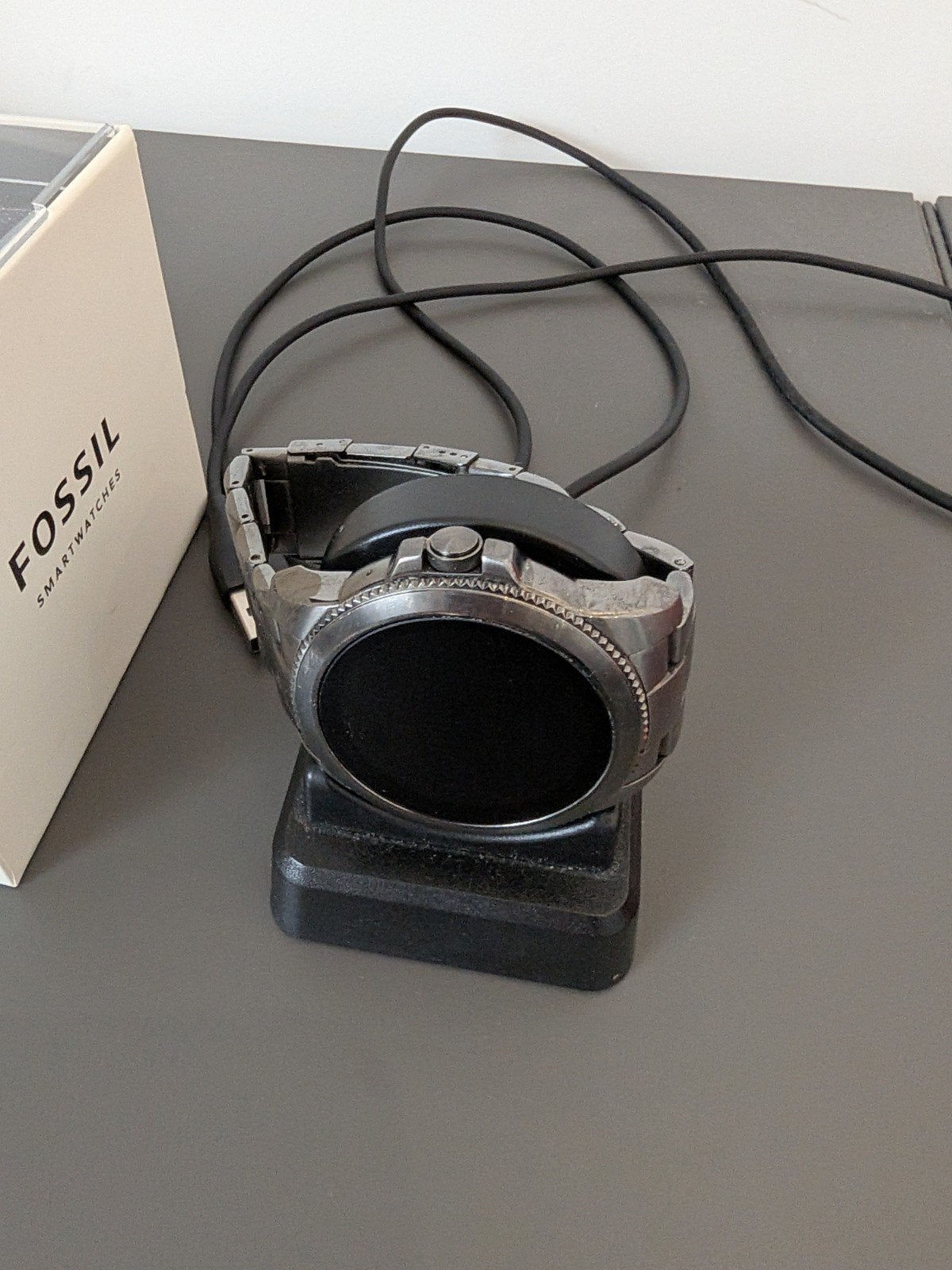 Fossil Gen 5 Smartwatch incl. Dock, Ophalen of Verzenden, Gebruikt, Grijs, Android