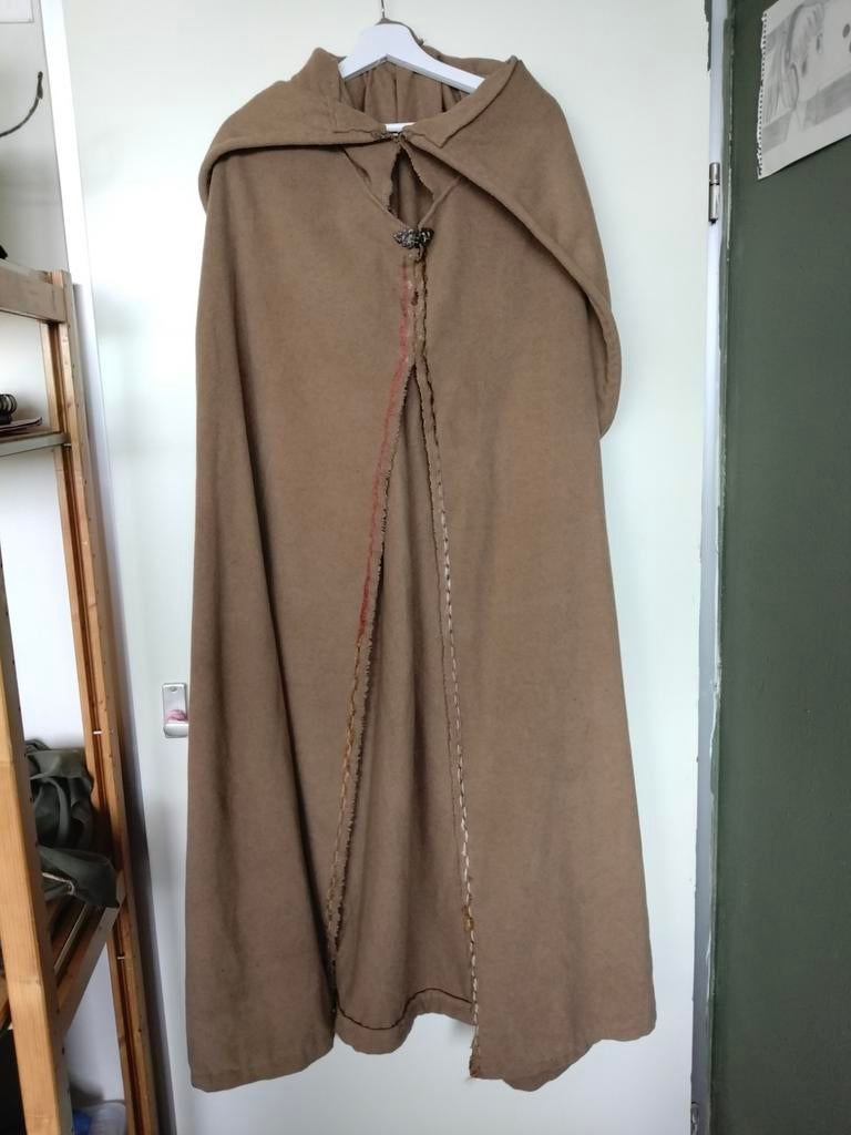Handgemaakte middeleeuwse warme mantel met grote capuchon, Ophalen of Verzenden