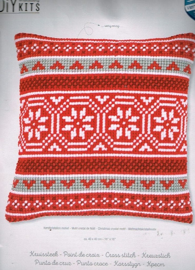 Cado vervaco borduurpakket kussen KRISTALLEN MOTIEF  KERST, Ophalen of Verzenden, Nieuw, Borduurpakket