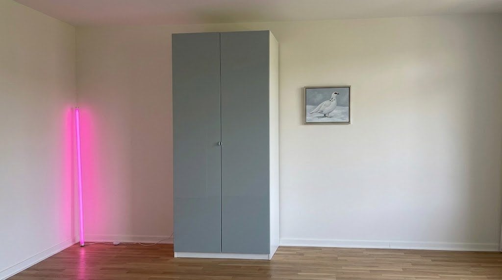 IKEA PAX kast met grijsblauwe of okergele deuren + legruimte, Ophalen, Met deur(en), 200 cm of meer, 50 tot 100 cm
