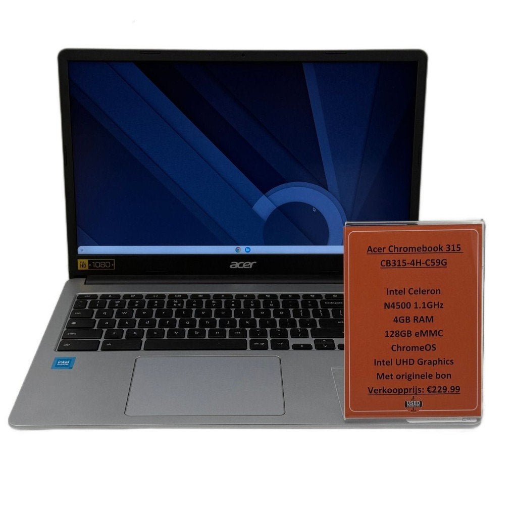 Acer Chromebook 315 Laptop | Intel Celeron 4GB 128GB eMMC, Computers en Software, 4 GB of minder, Qwerty, Dordrecht@usedproducts.nl