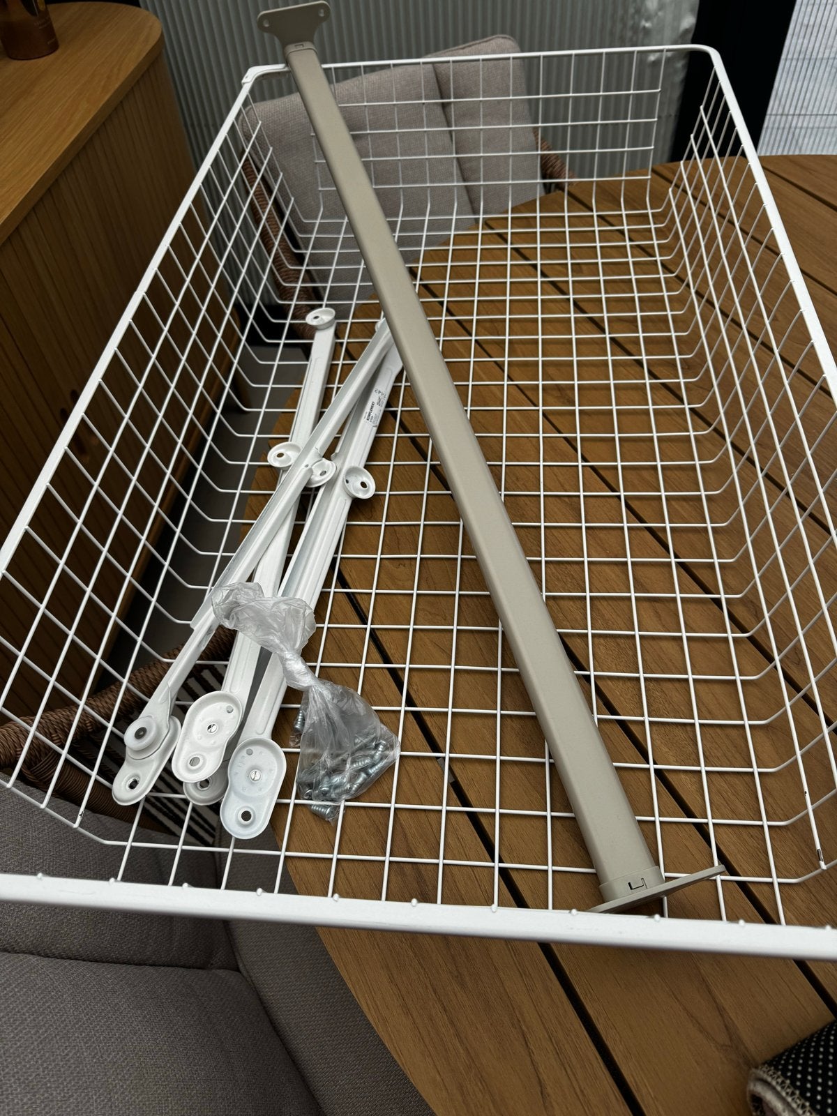 IKEA pax komplement fijndraadmand en kledingroede, Ophalen, Gebruikt