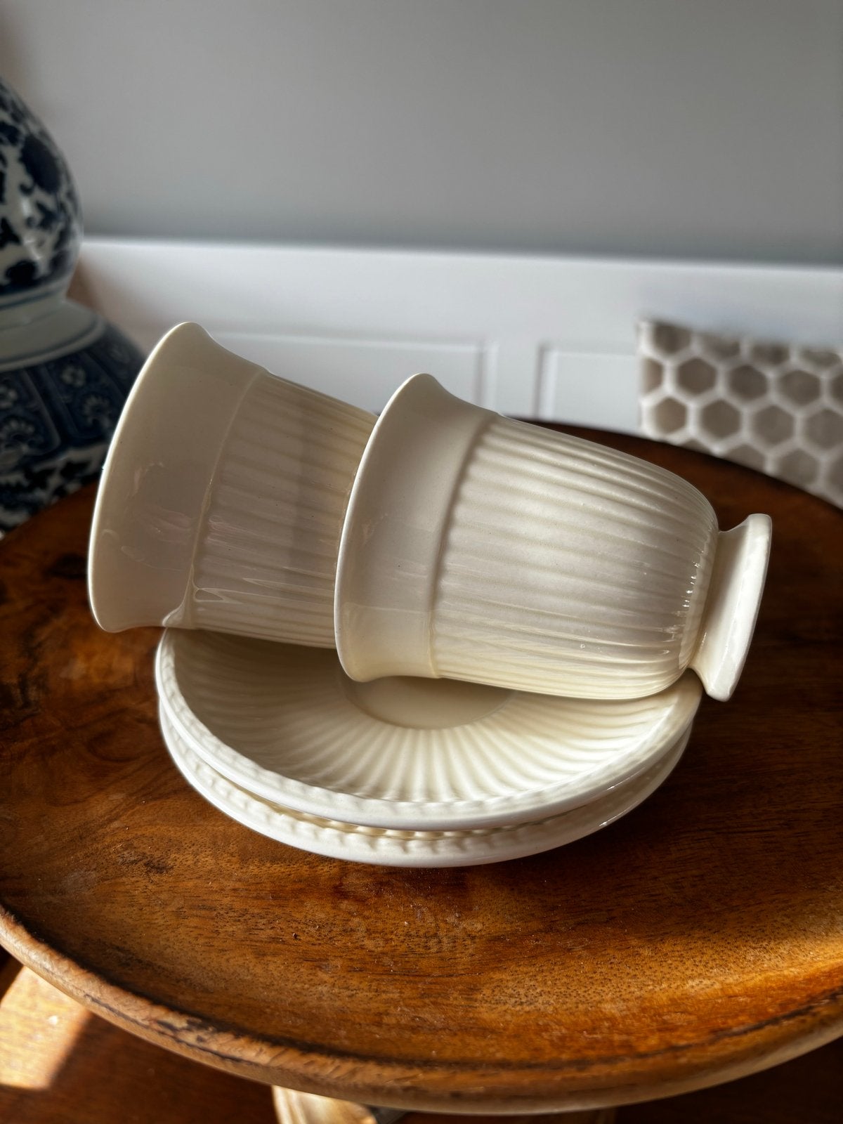 Drie Wedgewood Etruria Barlaston koffiekopjes met schotels, Ophalen of Verzenden