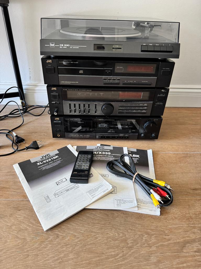 JVC Stereo Set met Dual Platenspeler en Cassettedeck, Overige merken, Cassettedeck, Zo goed als nieuw, Losse componenten