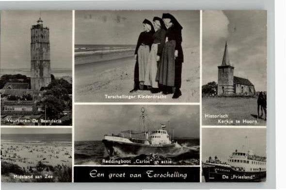 Terschelling  6 afb waarbij reddingsboot+veerboot st 1964, Verzenden, 1960 tot 1980, Gelopen, Waddeneilanden