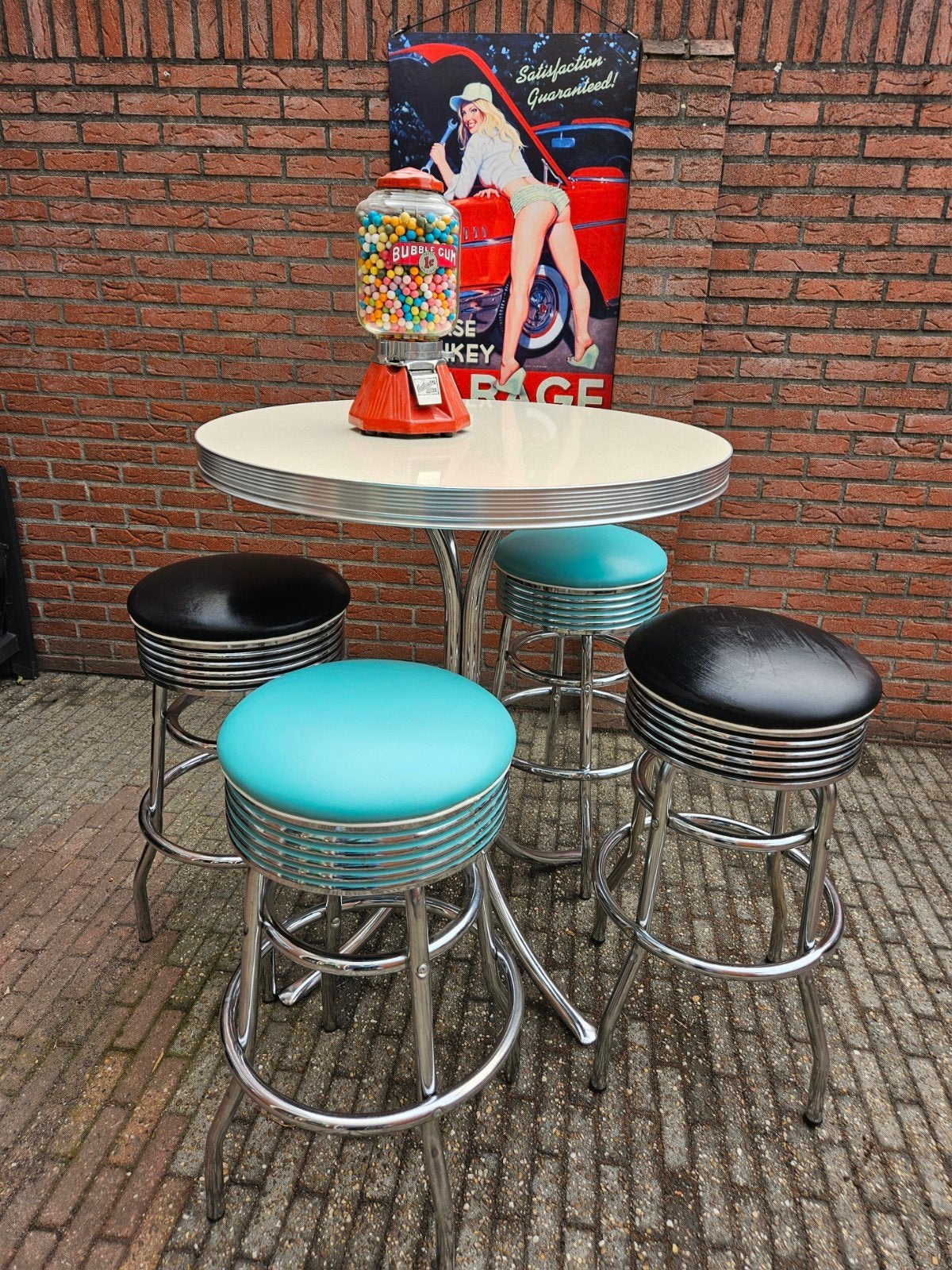 FIFTIES SIXTIES AMERIKAANSE BEL AIR BARKRUKKEN MET BARTAFEL, Ophalen, Draaibaar, 60 tot 90 cm, Zo goed als nieuw