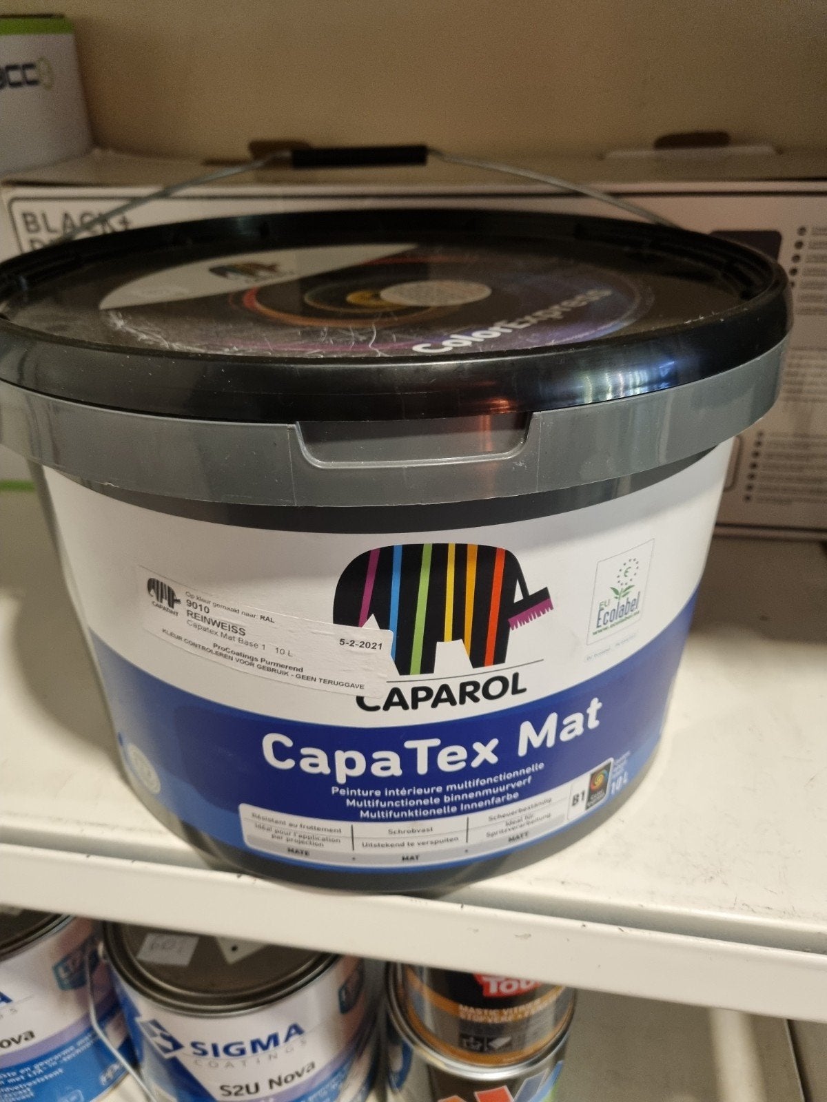 Caparol CapaTex Mat RAL 9010 Reinweiss 10L Verf, Ophalen, Wit, Niet gespecificeerd op de verpakking, Nieuw