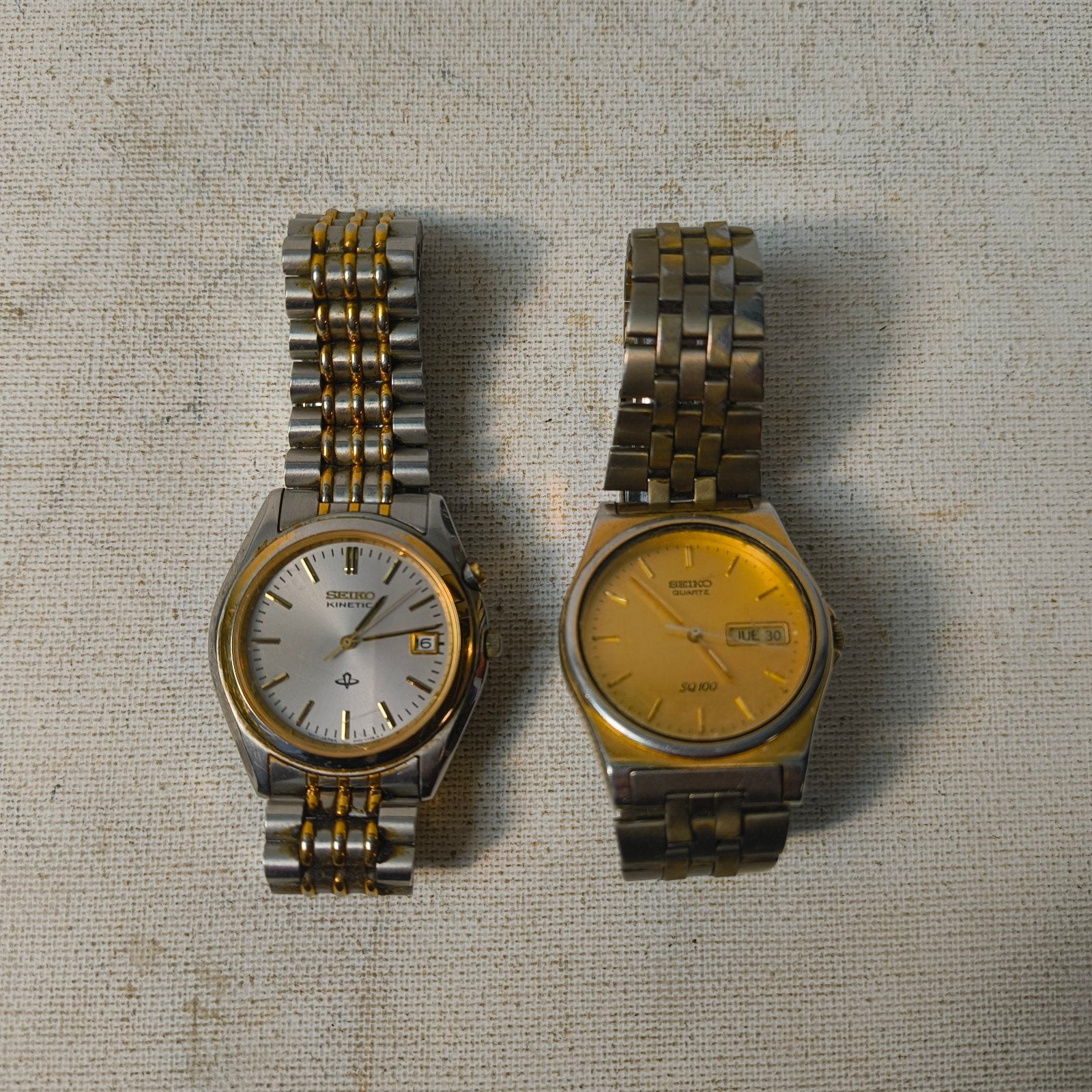 Vintage Seiko SQ 100 + Seiko Kinetic, Ophalen of Verzenden, Gebruikt, Staal, Seiko