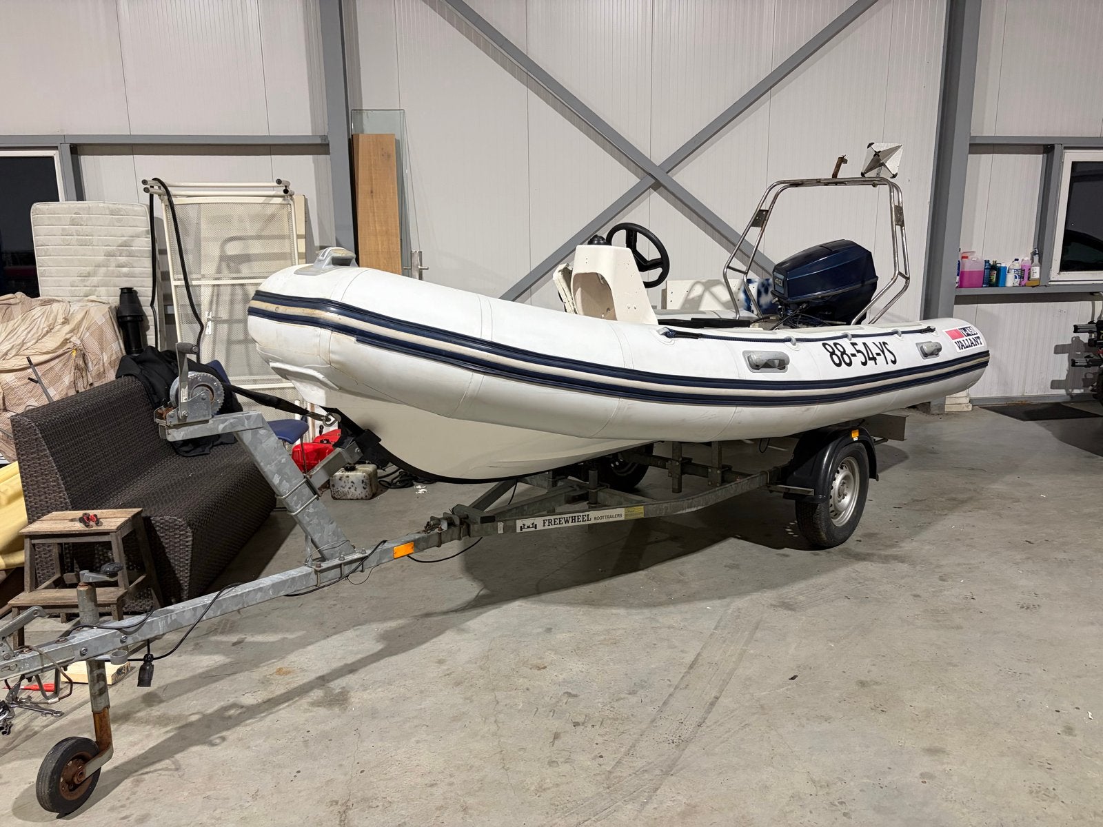 Valiant V450 rubberboot met evinrude 40pk en trailer, Polyester/glasvezel, 5 m, Ophalen of Verzenden, 2 m