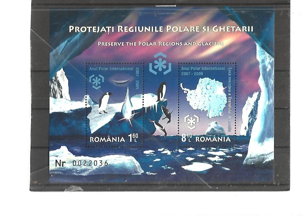 A555 ANTARCTICA ROEMENIE BLOK POSTFRIS, Ophalen of Verzenden, Postfris, Dier of Natuur