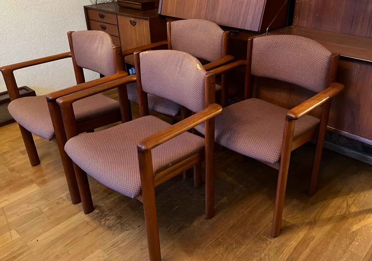SET 7 Vintage Teak Stoelen Andersen Møbelfabrik Herstofferen, Antiek en Kunst, Ophalen