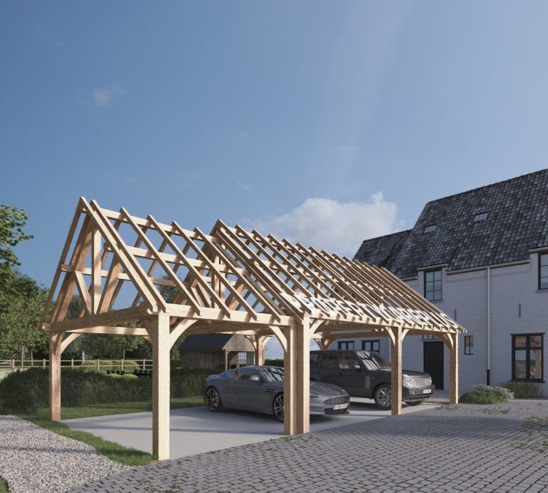 robuuste eiken houten carpoort, Ophalen, Nieuw, Carport