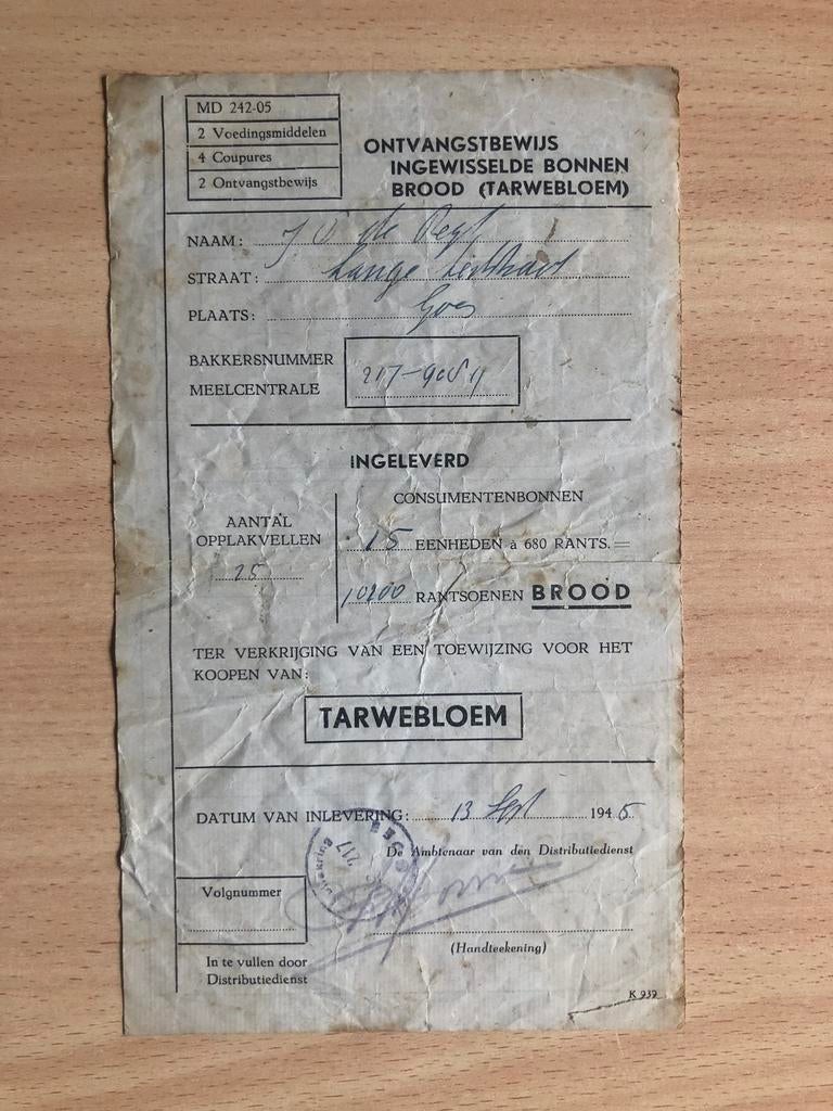 NED Doc. Centraal Distributie kantoor 1946 Man uit Goes, Verzenden, Landmacht, Nederland, Overige typen