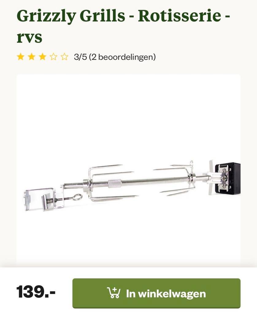 Grizzly Grills Rotisserie - RVS BBQ Spit, Ophalen of Verzenden, Nieuw