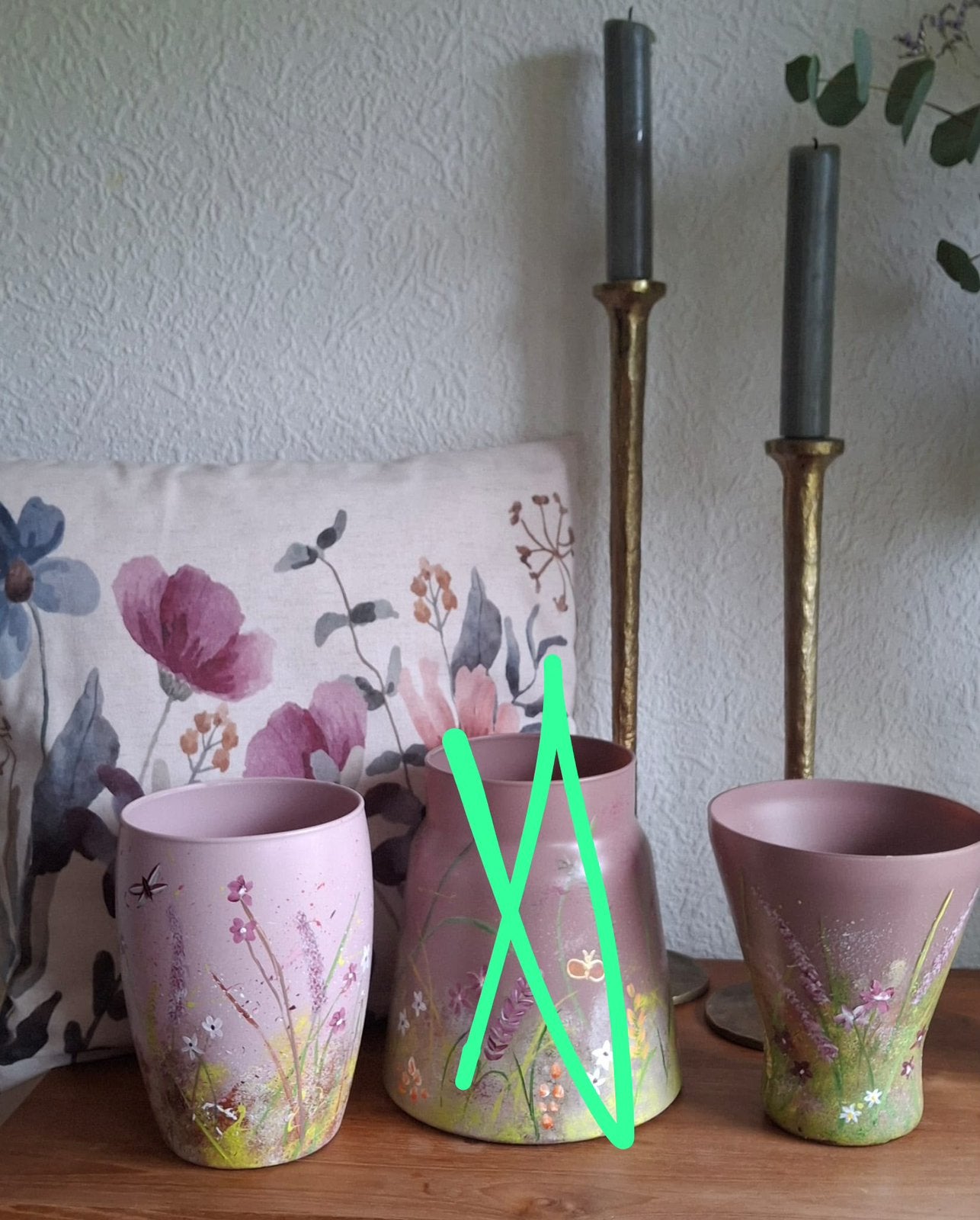 Unieke handgeschilderde vazen, Ophalen of Verzenden, Zo goed als nieuw, Overige kleuren, Glas