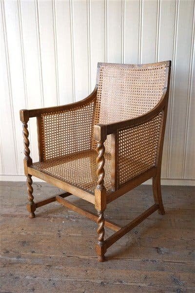Antieke stoel hout webbing - Bergère, Antiek en Kunst, Antiek | Meubels | Stoelen en Banken, Ophalen
