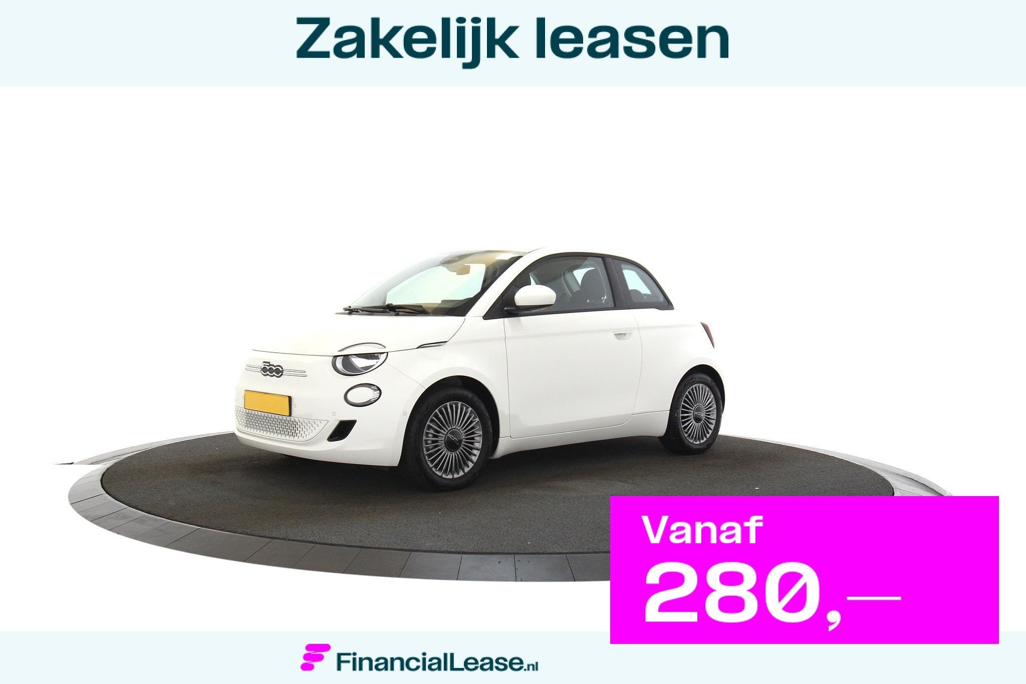 Fiat e500 42 kWh Apple carplay ecc lm 16'' Virtual cockpit c, Automaat, Gebruikt, 0 kWh, Wit