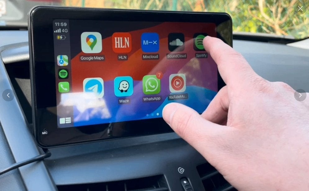 7 inch CarPlay Android Auto touchscreen multimediadisplay, Auto diversen, Verzenden, Gebruikt