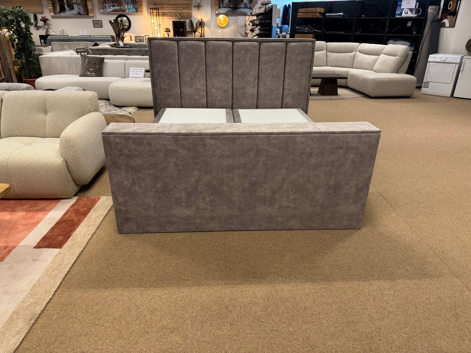 Boxspring 180x200met TV-Kast en voetenbord €499,-, Huis en Inrichting, Slaapkamer | Boxsprings, Ophalen, #Boxspring#Grijs#180#Stof#Bedden#2-Persoons