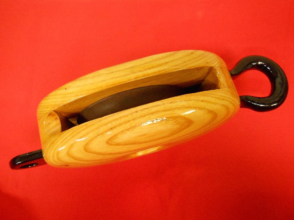Houten Enkelschijfs Blok, Katrol + hondsvot voor 12 - 14 mm, Ophalen of Verzenden, Zo goed als nieuw, Lijn of Blok