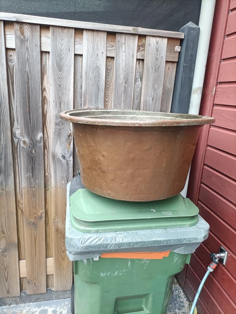 Koperen pot, Ophalen, Rond, Metaal, Minder dan 30 cm