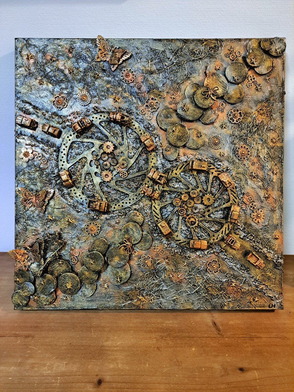 Steampunk schilderij, 3D, mixed media art, Antiek en Kunst, Ophalen
