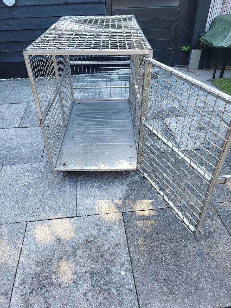 rvs  honden kooi, Dieren en Toebehoren, Hondenhokken, Ophalen, 110 cm of meer
