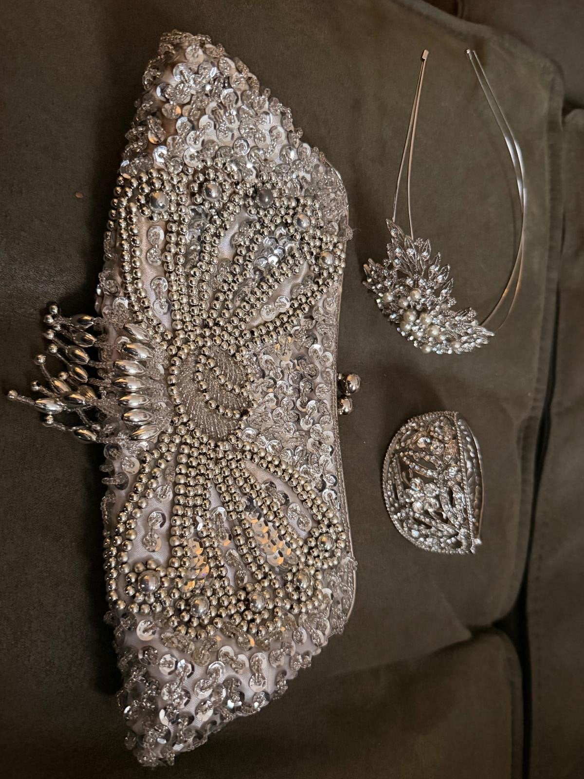 Bruidsaccessoires set 1920's stijl: parels, zilver,diamanten, Sieraden, Tassen en Uiterlijk, Ophalen of Verzenden, Overige materialen