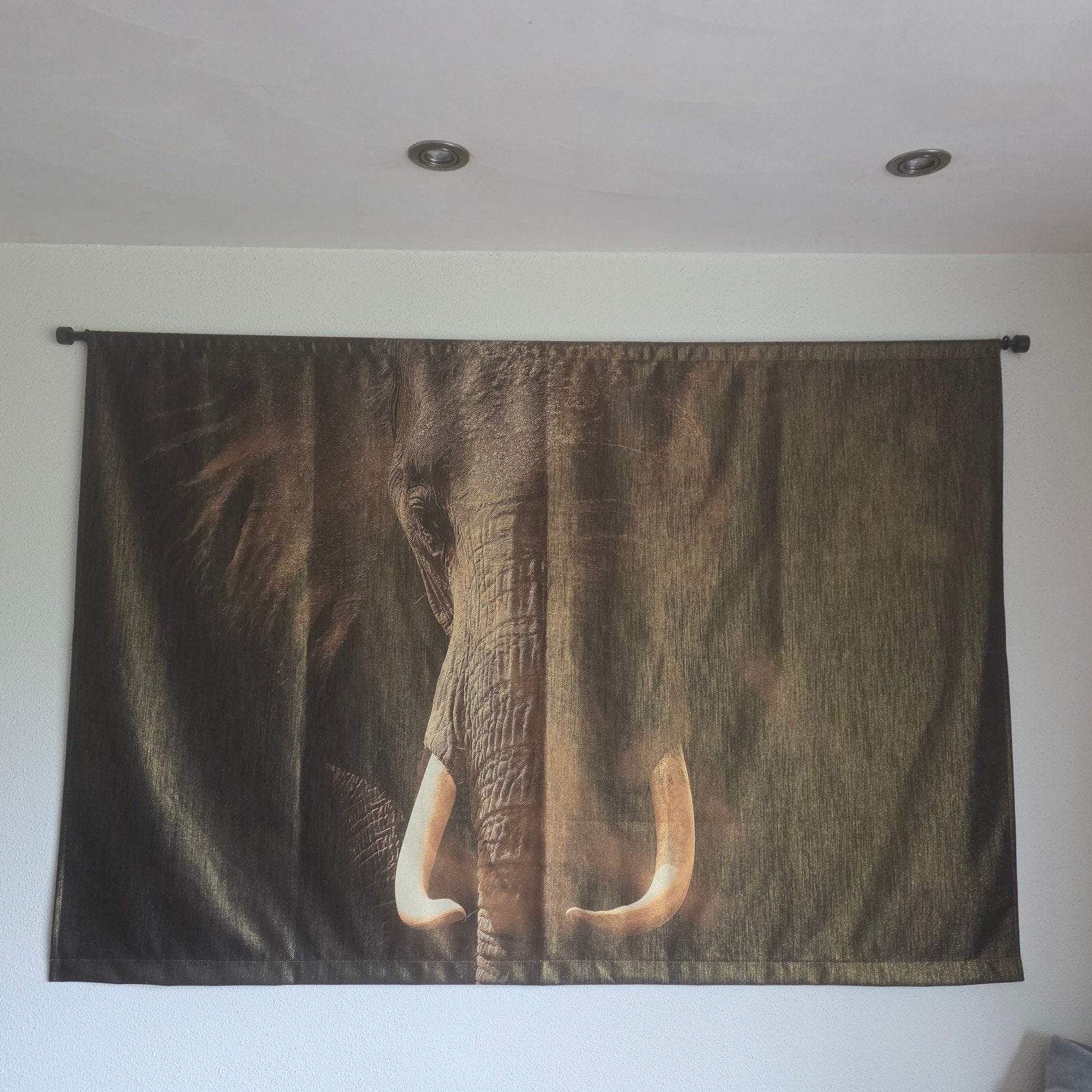Wandkleed met olifant print - Groot formaat, Ophalen, Gebruikt, Met ophangsysteem, 127 cm