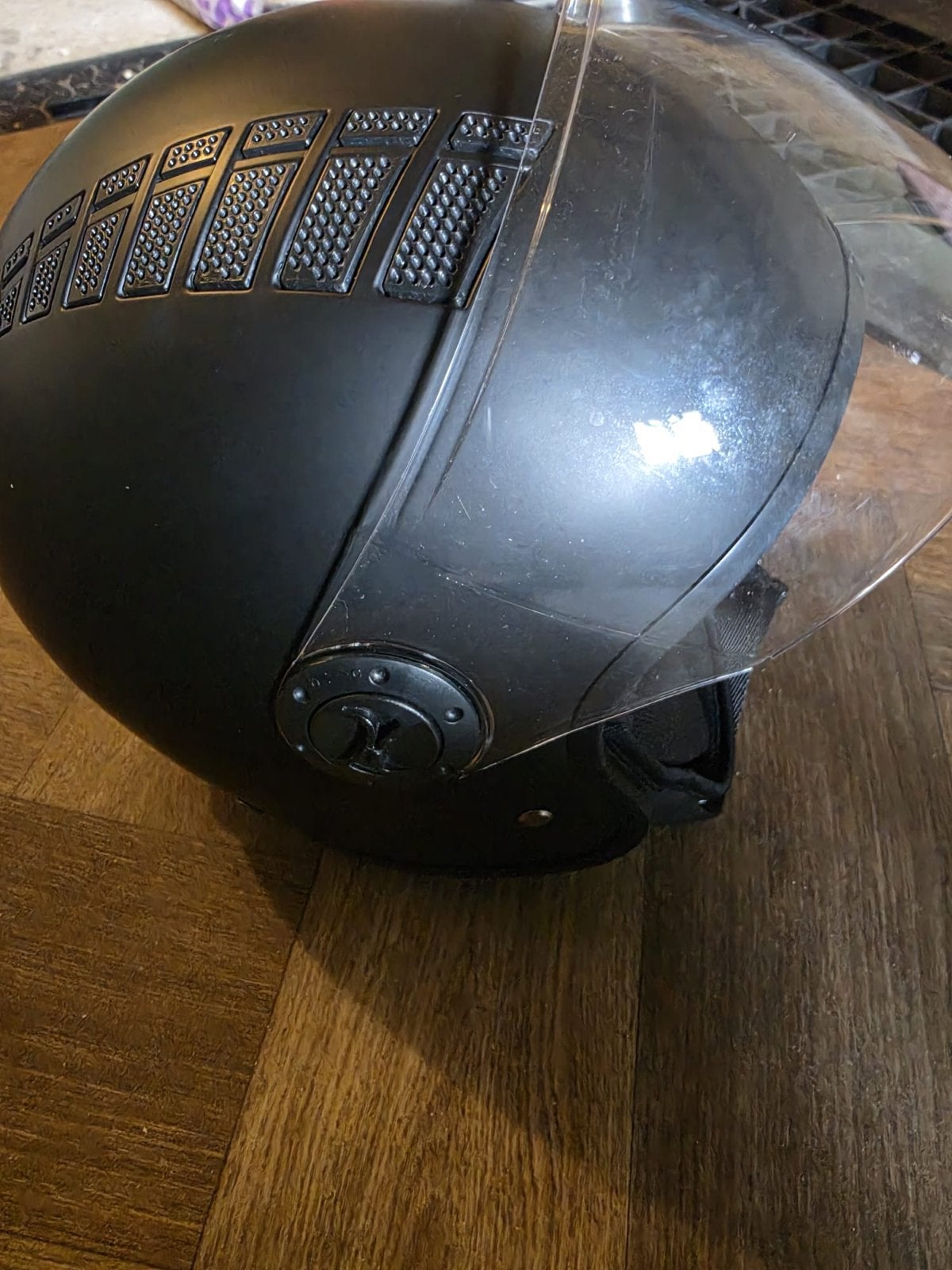 Zwarte Vinz Scooterhelm Maat S (55-56), Fietsen en Brommers, Ophalen of Verzenden, Gebruikt, Small