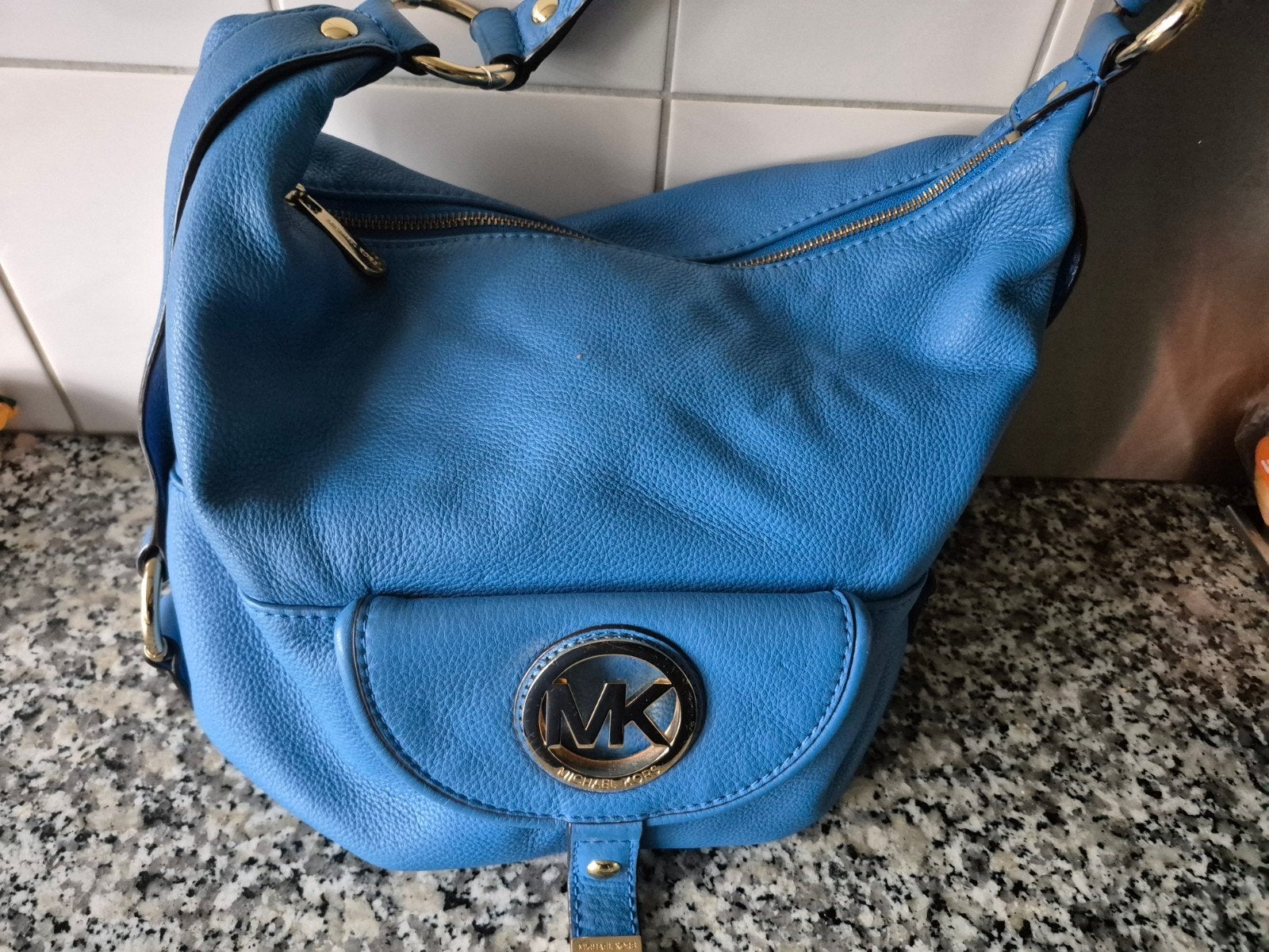 Michael Kors Handtas - Blauw Leer, Ophalen of Verzenden, Gebruikt, Blauw, Handtas