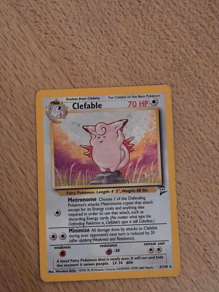 Pokemon kaart Clefable Holo, Ophalen of Verzenden