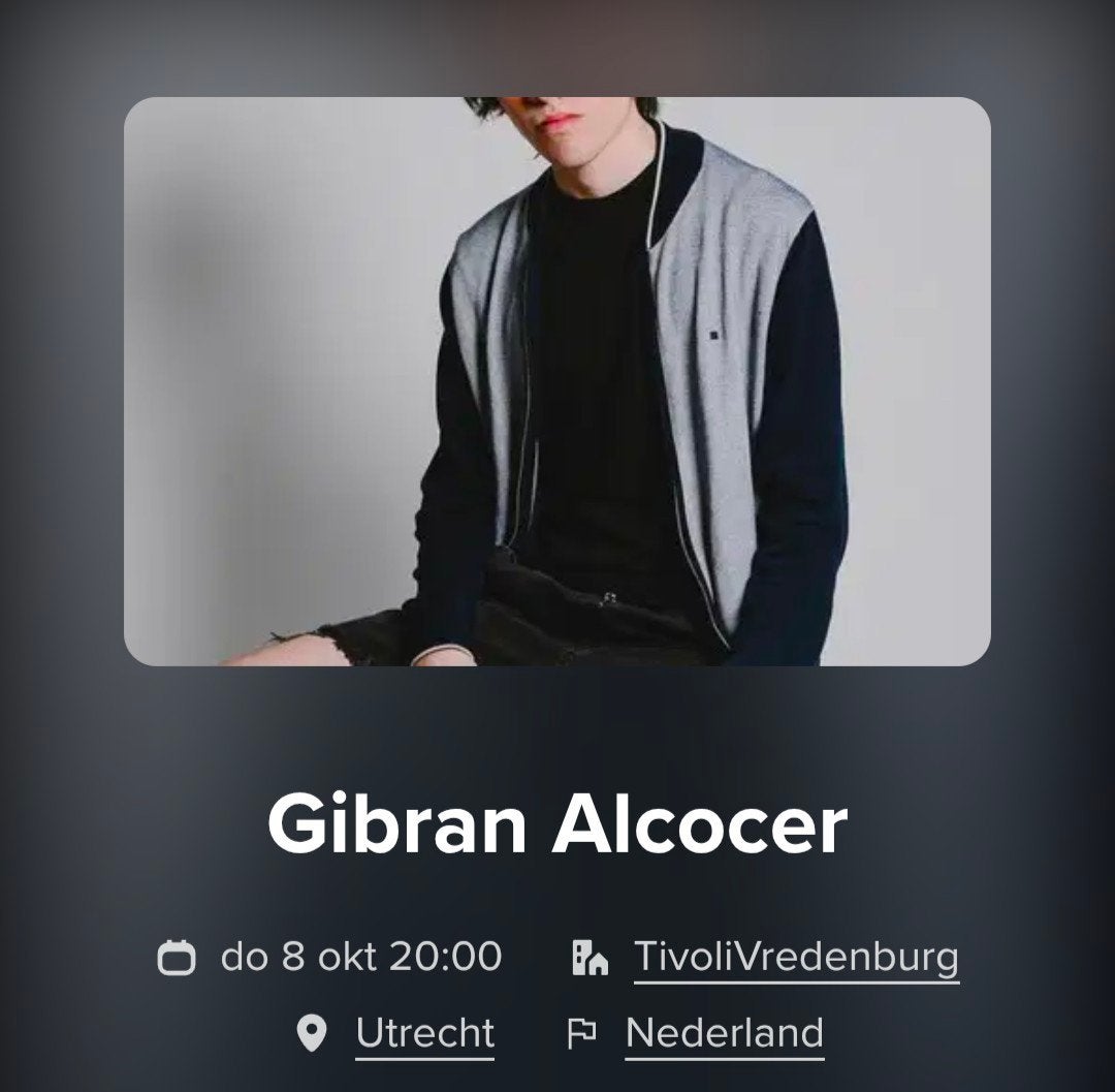 1x ticket Gibran Alcocer, Tickets en Kaartjes, Concerten | Pop, Eén persoon, Oktober