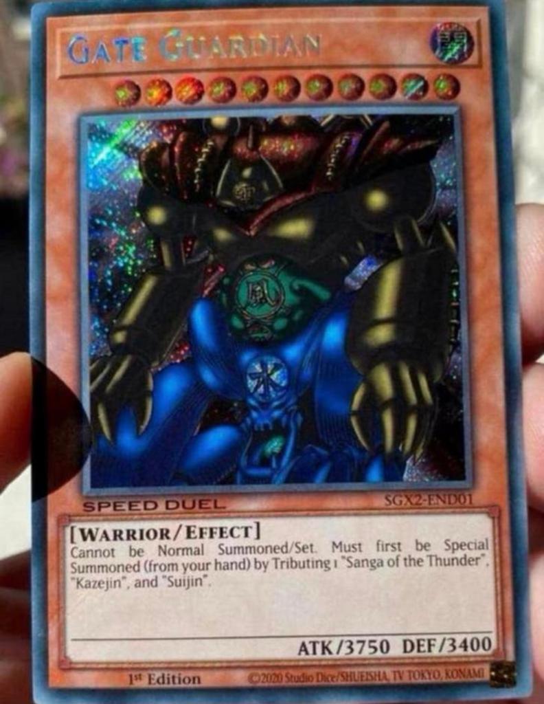 Yu-Gi-Oh! Gate Guardian SGX2 1st Edition Mint !, Ophalen of Verzenden, Zo goed als nieuw, Losse kaart, Foil
