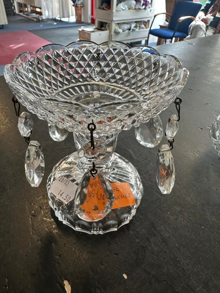 Vintage Kristallen Kaarsmanchet met Hangers, Ophalen of Verzenden, Gebruikt