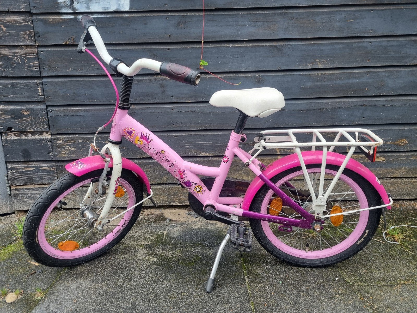 Roze Loekie Prinses kinderfiets 16 inch, Ophalen, Terugtraprem, Loekie, 16 tot 20 inch