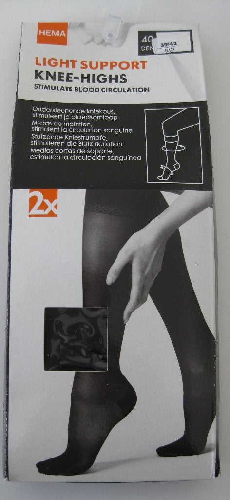 Hema ondersteunende kniekousen 2 paar zwart 40 den mt. 39-42, Kleding | Dames, Zwart, Nieuw, Maat 40/42 (M), Ophalen of Verzenden