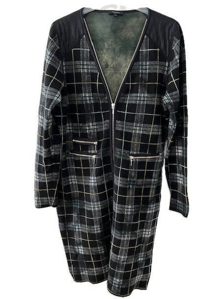 CLAUDIA STRATER lange jas/vest/jurk zwart Tartan maat 44, Verzenden, Zwart, Maat 42/44 (L), Zo goed als nieuw