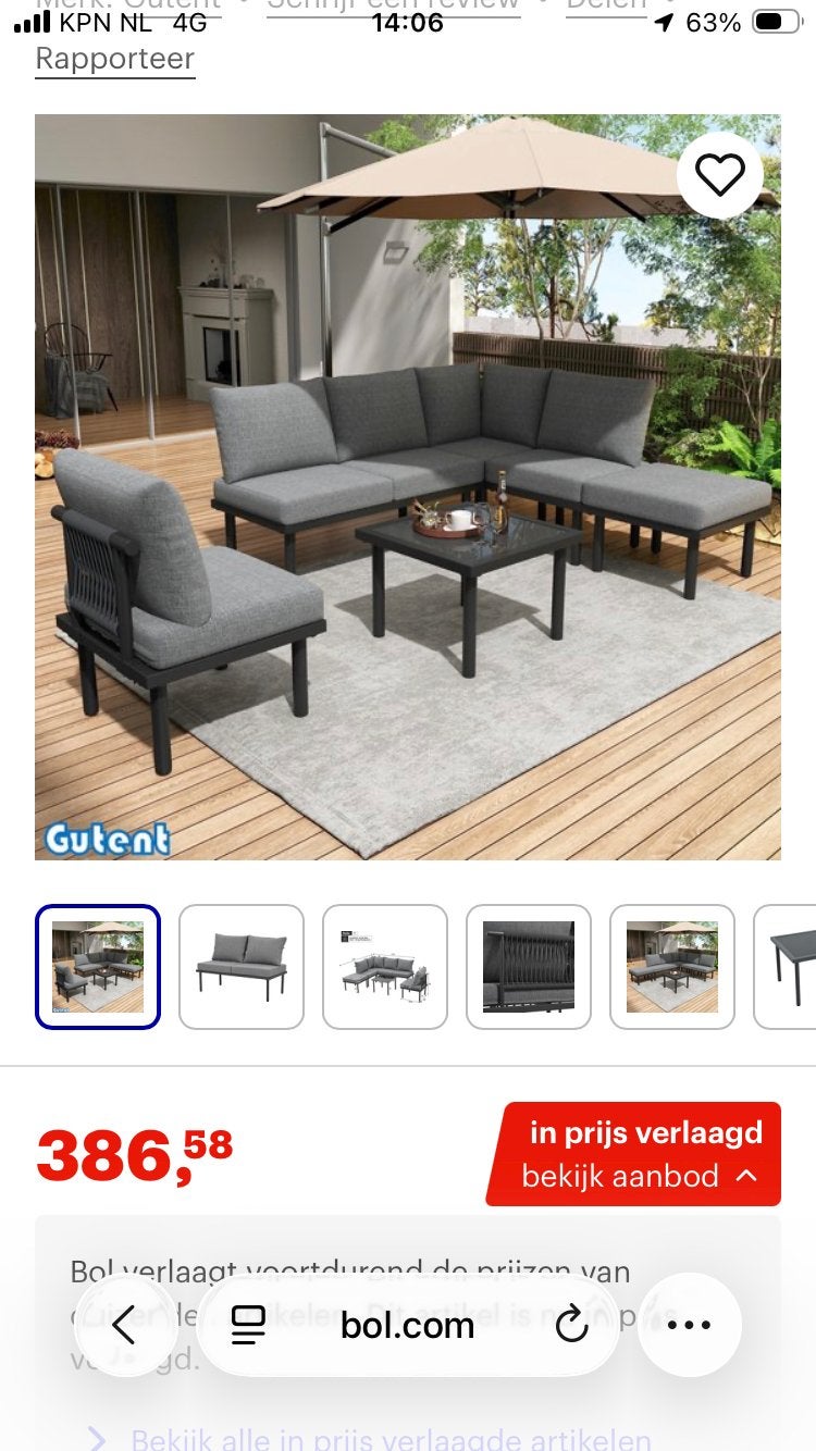Nieuwe lounceset 6 persoons, Ophalen, 6 zitplaatsen, Bank, Nieuw